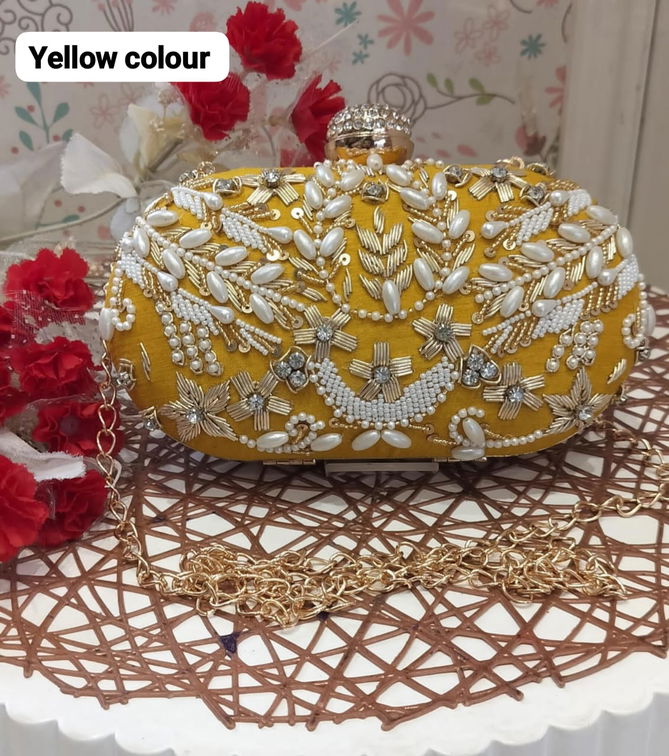 Womens Embroidery Design Round Oval Box Clutches Catalog
